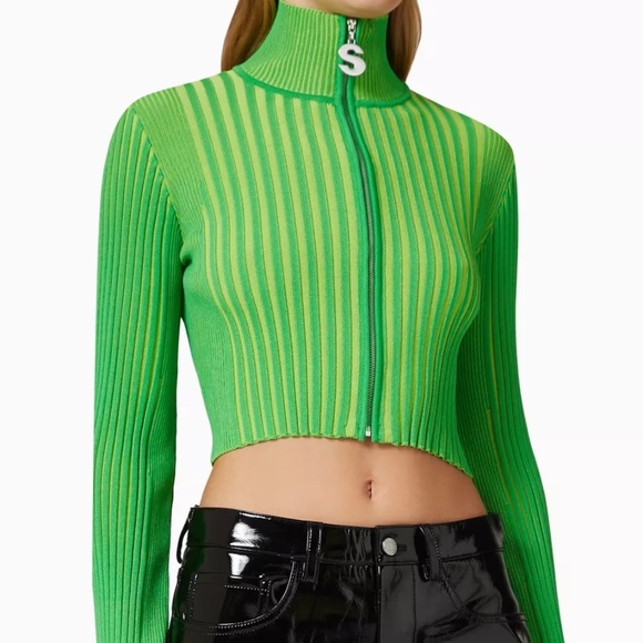 Simon Miller Green Peep Zip Sweater XS ZIPPER PULL MISSING - Picture 6 of 6
